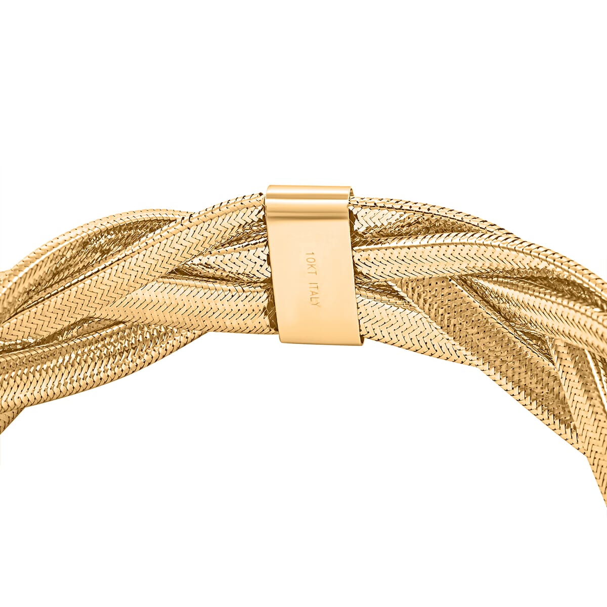Italian 16.5mm Braided Stretch Bracelet in 10K Yellow Gold 5.85 Grams image number 3