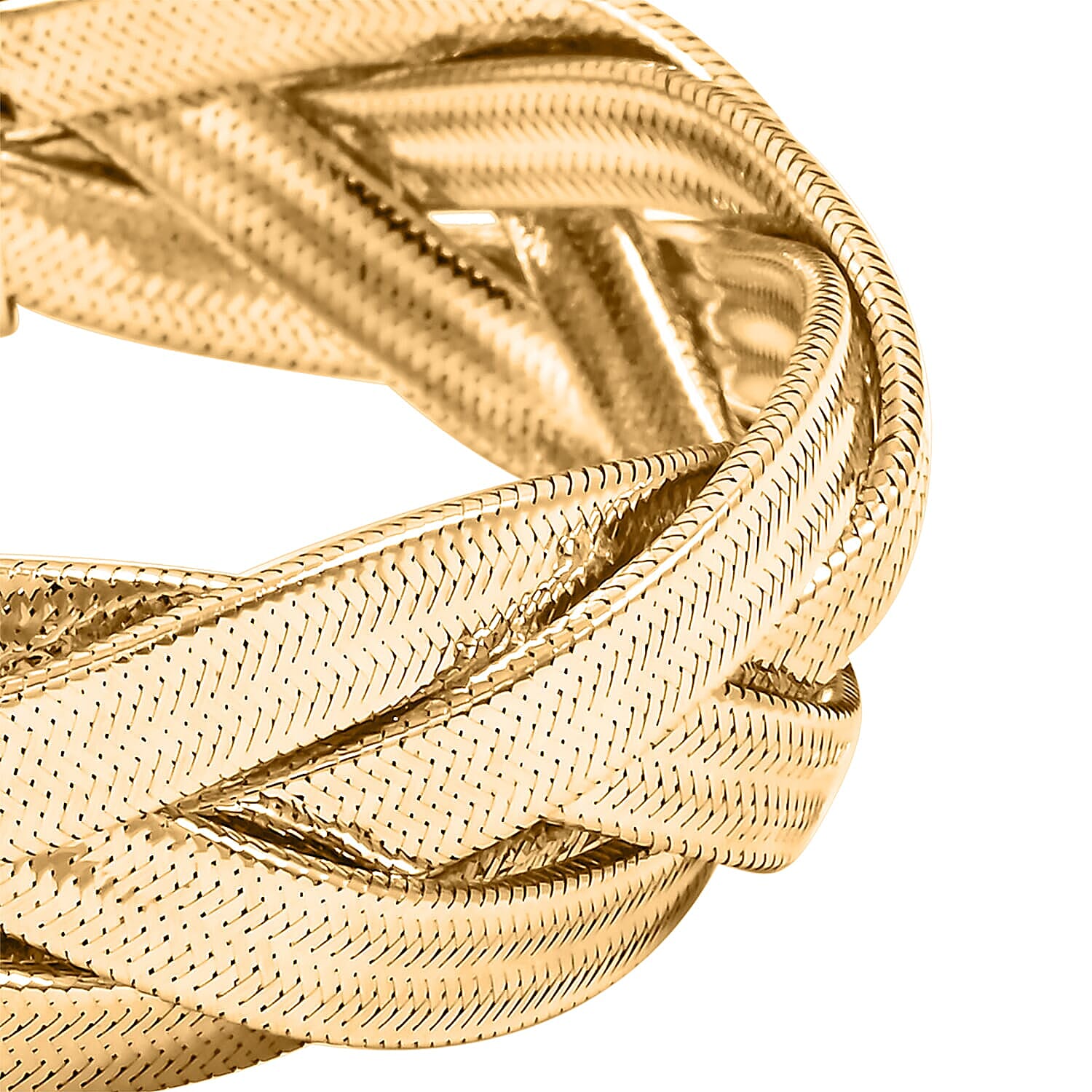 Italian 16.5mm Braided Stretch Bracelet in 10K Yellow Gold 6.15 Grams