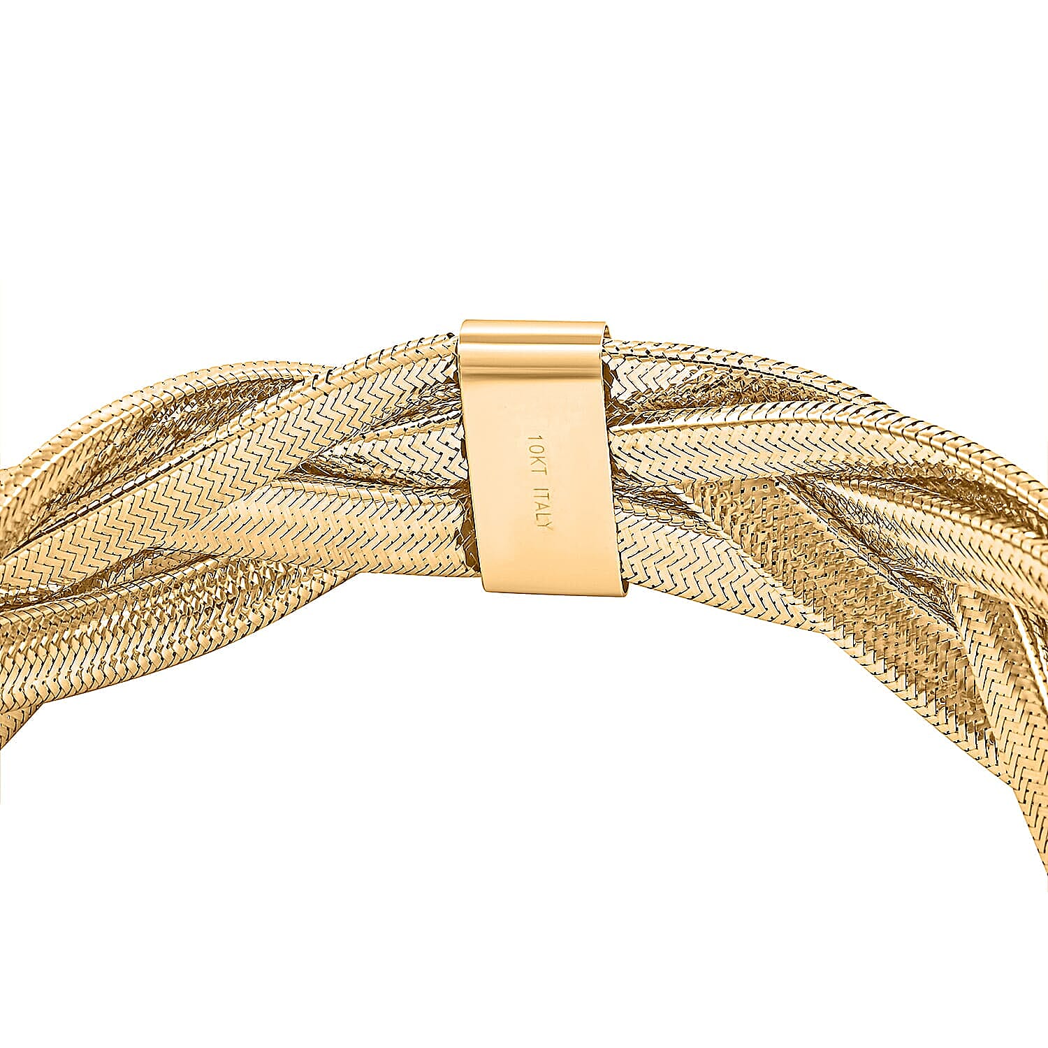 Italian 16.5mm Braided Stretch Bracelet in 10K Yellow Gold 6.15 Grams