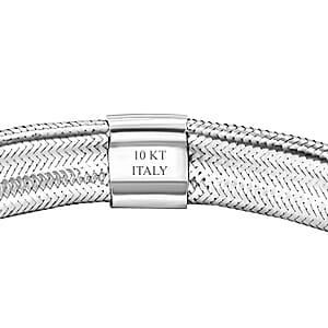 Italian 10K White Gold Domed Stretch Bracelet (7.0-8.0 Inches) ( 8mm, 2.25 Grams)