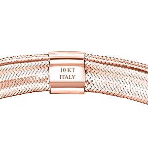 Italian 10K Rose Gold Domed Stretch Bracelet (7.0-8.0 Inches) (8mm, 2.20 Grams)