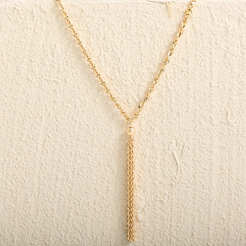 Italian Tassel Valvet Rope Necklace in 10K Yellow Gold 2.80 Grams 18-20 Inches