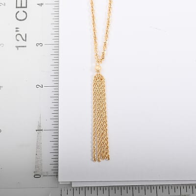 Italian Tassel Valvet Rope Necklace in 10K Yellow Gold 2.80 Grams 18-20 Inches