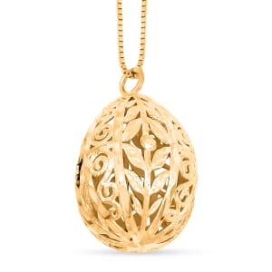 Italian Blossom Egg Necklace in 10K Yellow Gold 1.76 Grams 18-20 Inches