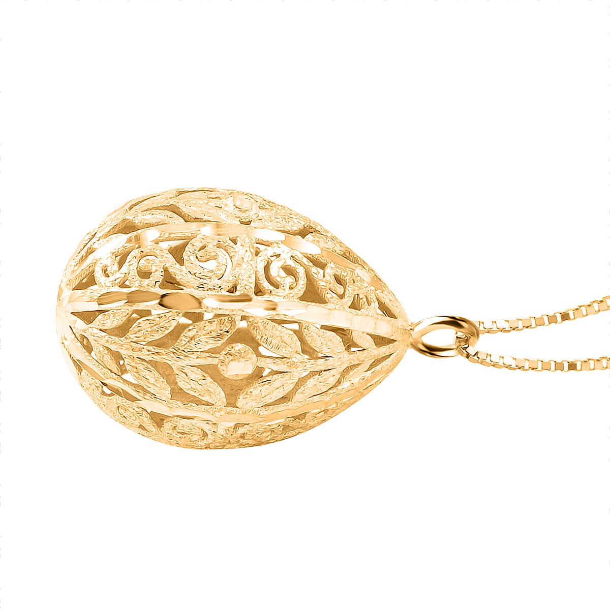 Italian Blossom Egg Necklace in 10K Yellow Gold 1.76 Grams 18-20 Inches image number 3
