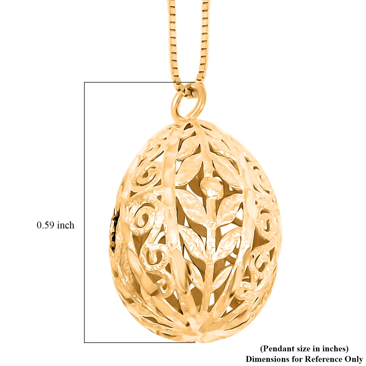 Italian Blossom Egg Necklace in 10K Yellow Gold 1.76 Grams 18-20 Inches image number 5