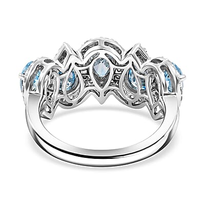 Luxuriant Lab Grown Blue Diamond (IR) and Lab Grown White Diamond 3.25 ctw Ring in 14K White Gold (Size 10.0) 4.69 Grams