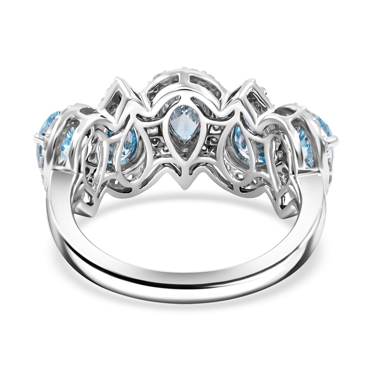 NY Closeout 14K White Gold Blue and White Diamond Ring (Size 9.5) (4.69 g) 3.25 ctw image number 4