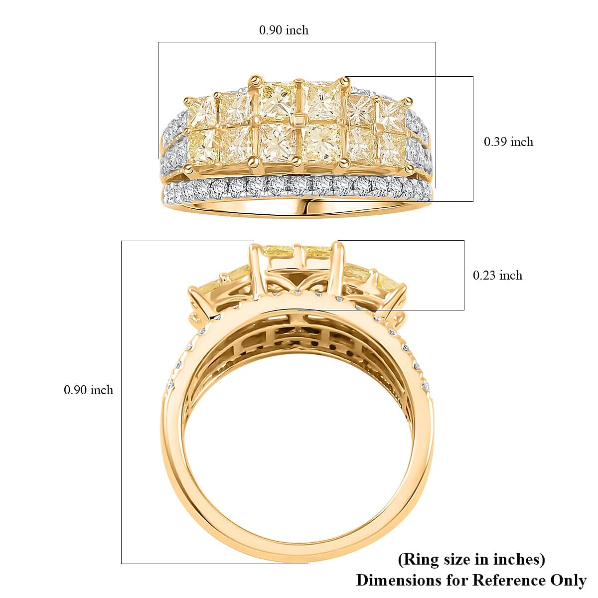 14K Yellow Gold Natural Yellow and White Diamond (I2) Ring (Size 11.5) 2.03 ctw image number 5