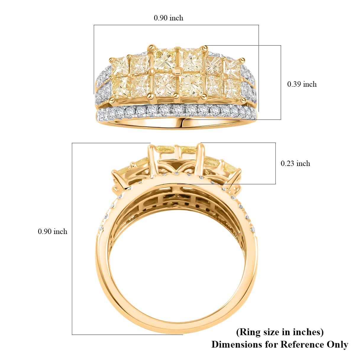 Natural Yellow and White Diamond (SI) 2.03 ctw Ring in 14K Yellow Gold (Size 6.0) image number 5