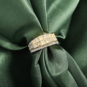 14K Yellow Gold Natural Yellow and White Diamond (I2) Ring (Size 6.5) 2.03 ctw