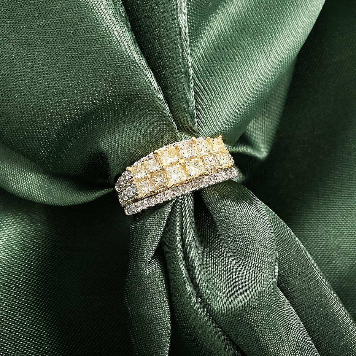 14K Yellow Gold Natural Yellow and White Diamond (I2) Ring (Size 8.5) 2.03 ctw image number 1