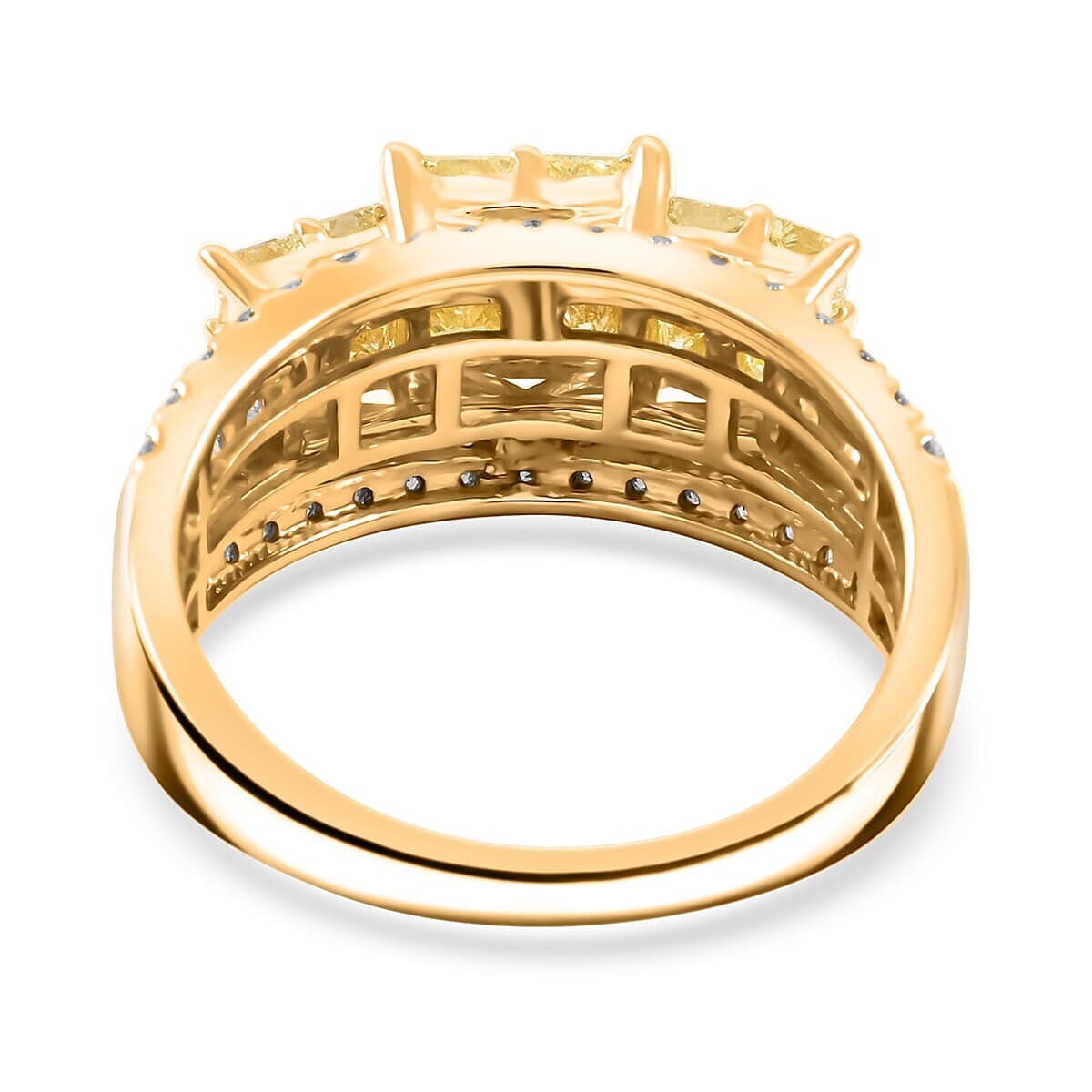 14K Yellow Gold Natural Yellow and White Diamond (I2) Ring (Size 8.5) 2.03 ctw image number 4