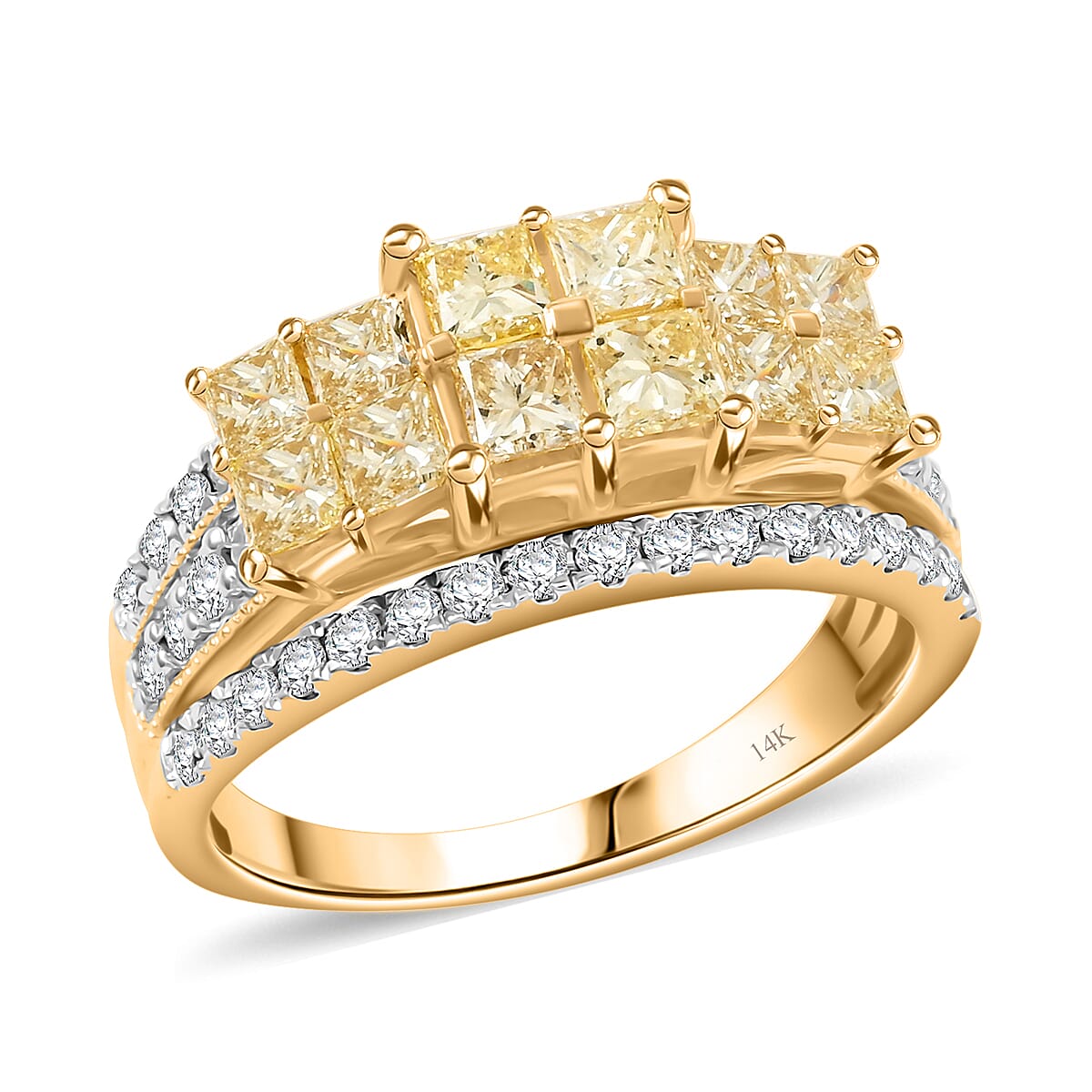 Natural Yellow and White Diamond (SI) 2.03 ctw Ring in 14K Yellow Gold (Size 9.0) image number 0