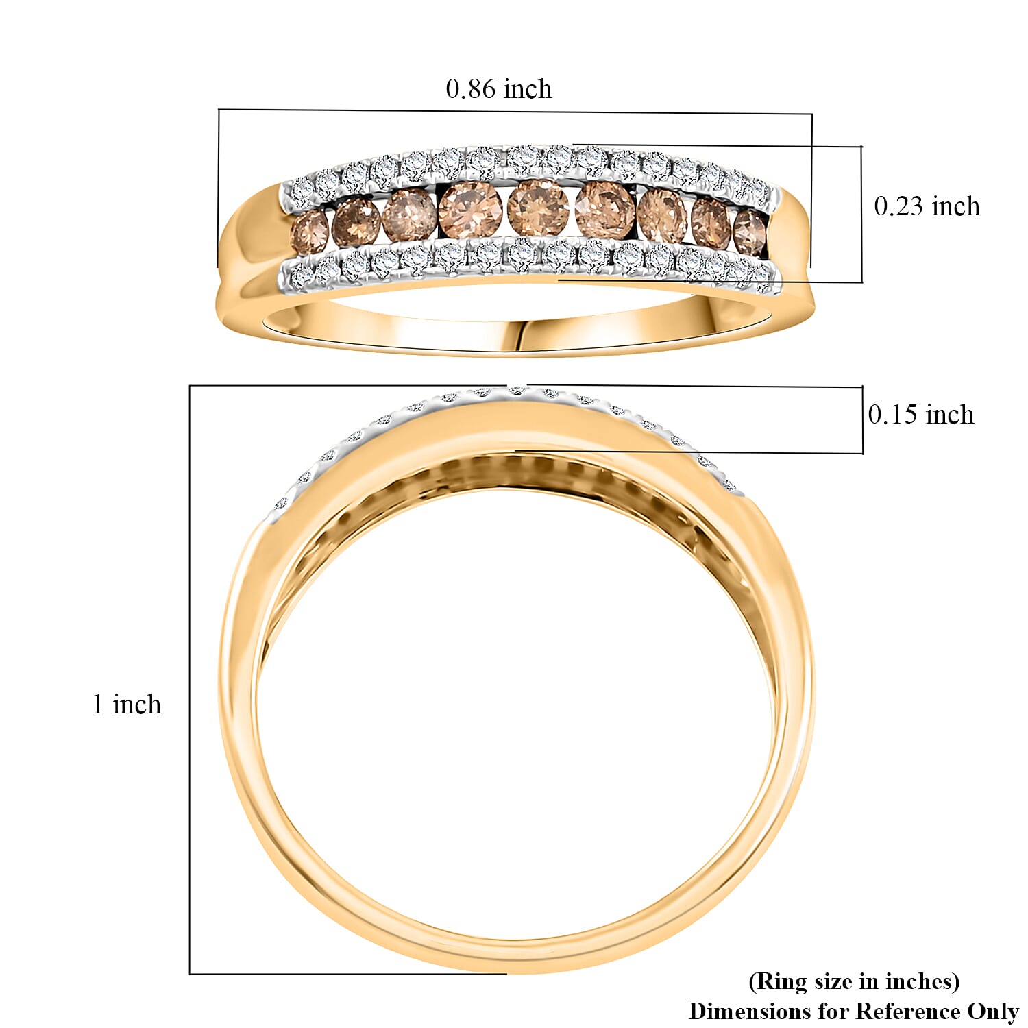 Natural Champagne and White Diamond 0.50 ctw Ring