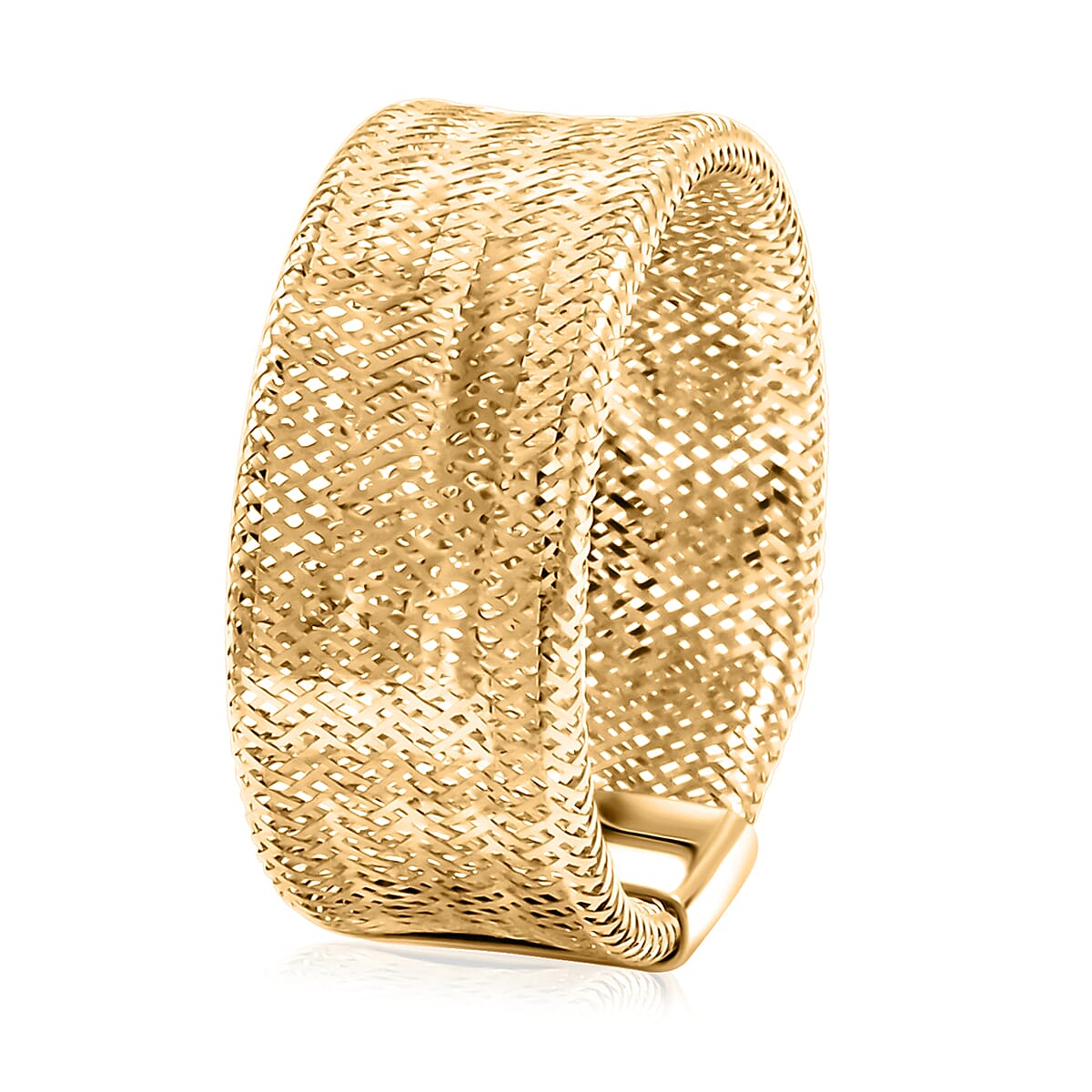 Italian 8.6mm Flex Greek Key Stretch Ring in 10K Yellow Gold (Size 8-11) 0.90 Grams image number 3