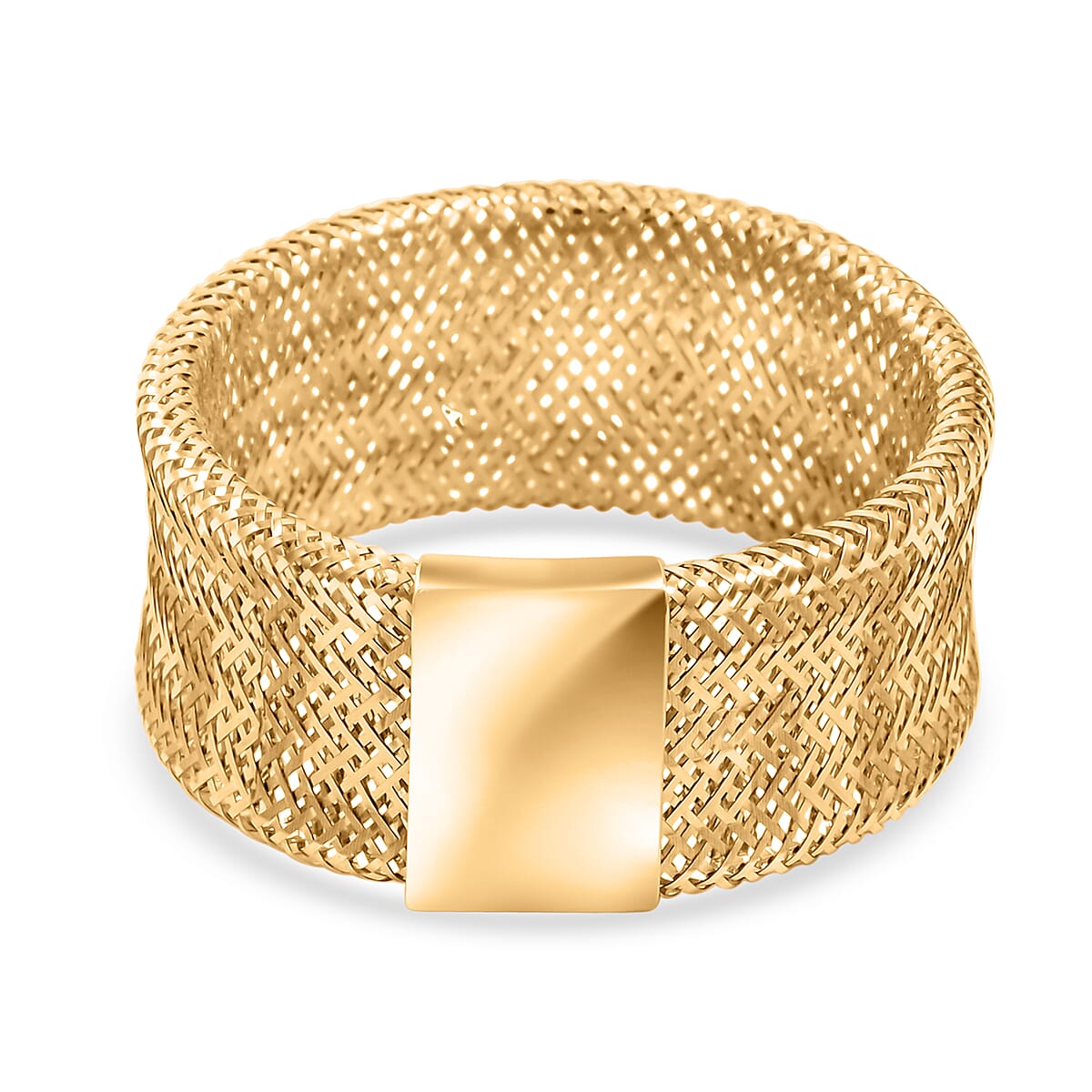 Italian 8.6mm Flex Greek Key Stretch Ring in 10K Yellow Gold (Size 8-11) 0.90 Grams image number 4