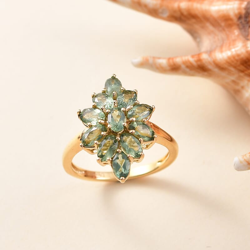 D'Joy Premium Malagasy Pine Apatite 2.75 ctw Twilight Bloom Ring in 18K Vermeil Yellow Gold Over Sterling Silver (Size 10.0)