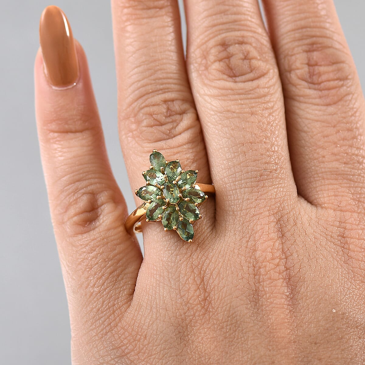 D'Joy Premium Malagasy Pine Apatite 2.75 ctw Twilight Bloom Ring in 18K Vermeil Yellow Gold Over Sterling Silver (Size 6.0) image number 2