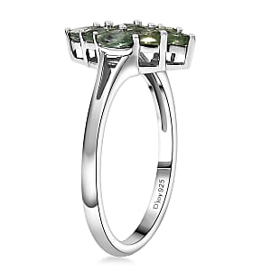 D'Joy Malagasy Pine Apatite 0.90 ctw Cluster Ring in Rhodium Over Sterling Silver (Size 10.0)