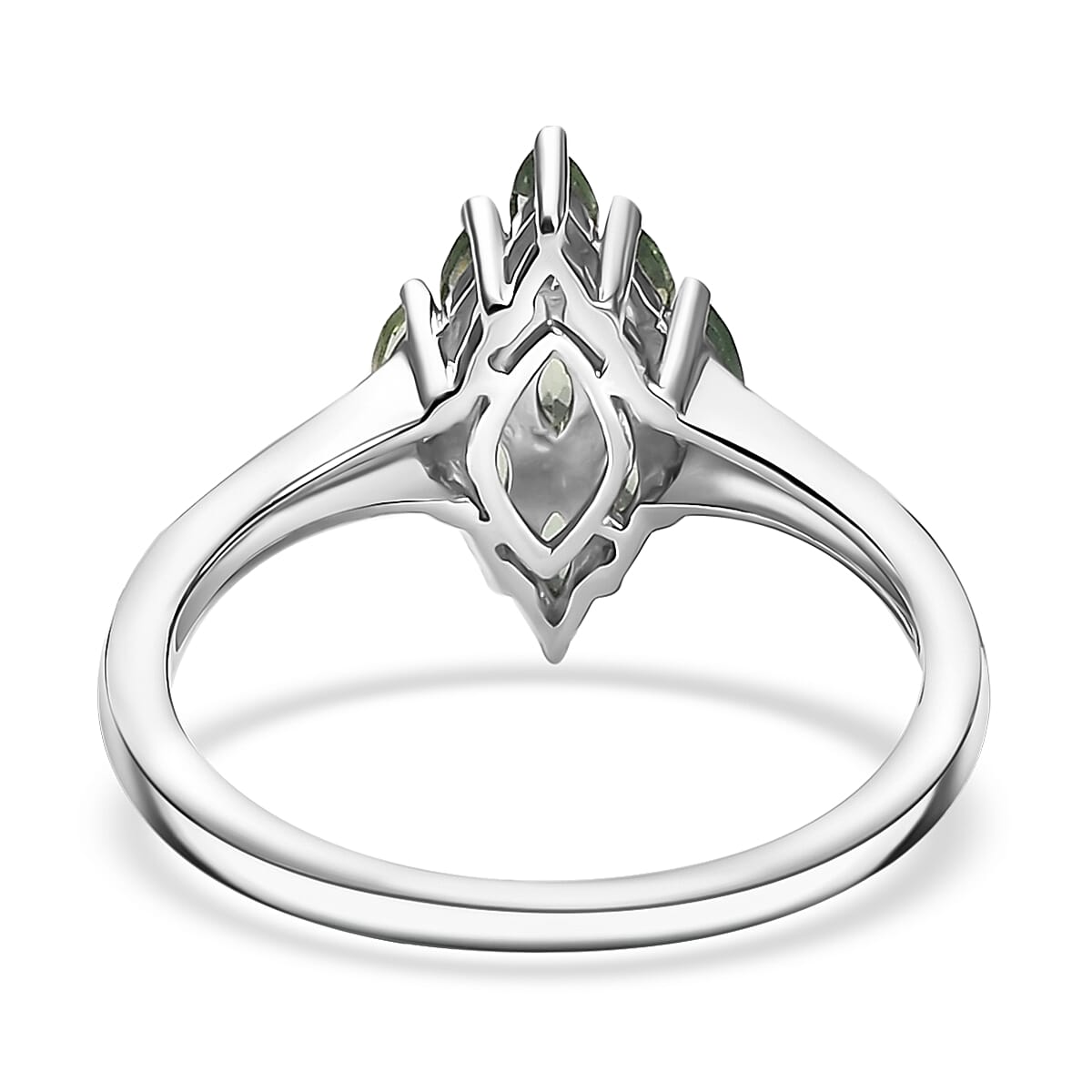 D'Joy Malagasy Pine Apatite 0.90 ctw Cluster Ring in Rhodium Over Sterling Silver (Size 6.0) image number 4