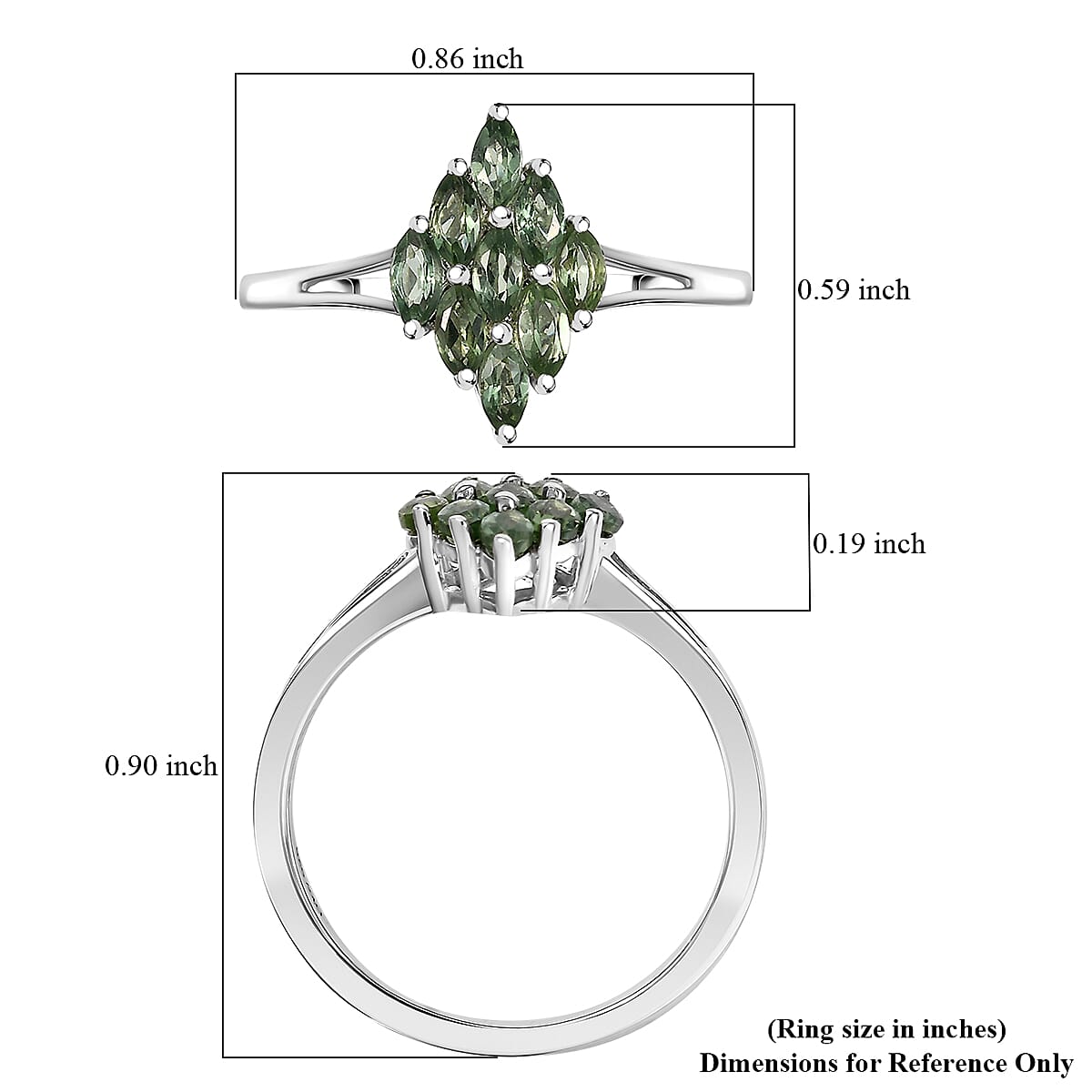 D'Joy Malagasy Pine Apatite 0.90 ctw Cluster Ring in Rhodium Over Sterling Silver (Size 6.0) image number 5