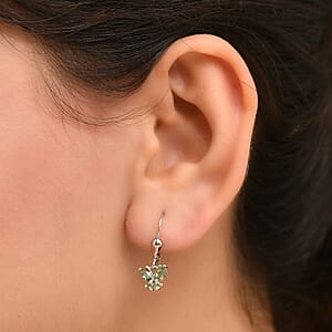 D'Joy Malagasy Pine Apatite 0.80 ctw Woodland Wings Earrings in Rhodium Over Sterling Silver