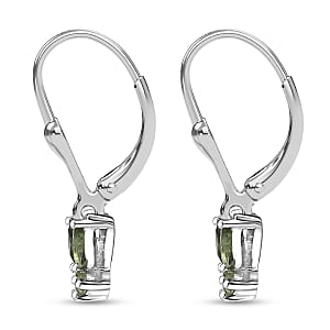 D'Joy Malagasy Pine Apatite 0.80 ctw Woodland Wings Earrings in Rhodium Over Sterling Silver