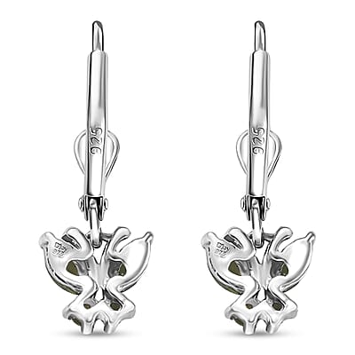 D'Joy Malagasy Pine Apatite 0.80 ctw Woodland Wings Earrings in Rhodium Over Sterling Silver