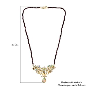 Premium Ethiopian Welo Opal and White Zircon 6.09 ctw Fancy Necklace in 18K Vermeil Yellow Gold Over Sterling Silver 18 Inches (11.71 g)