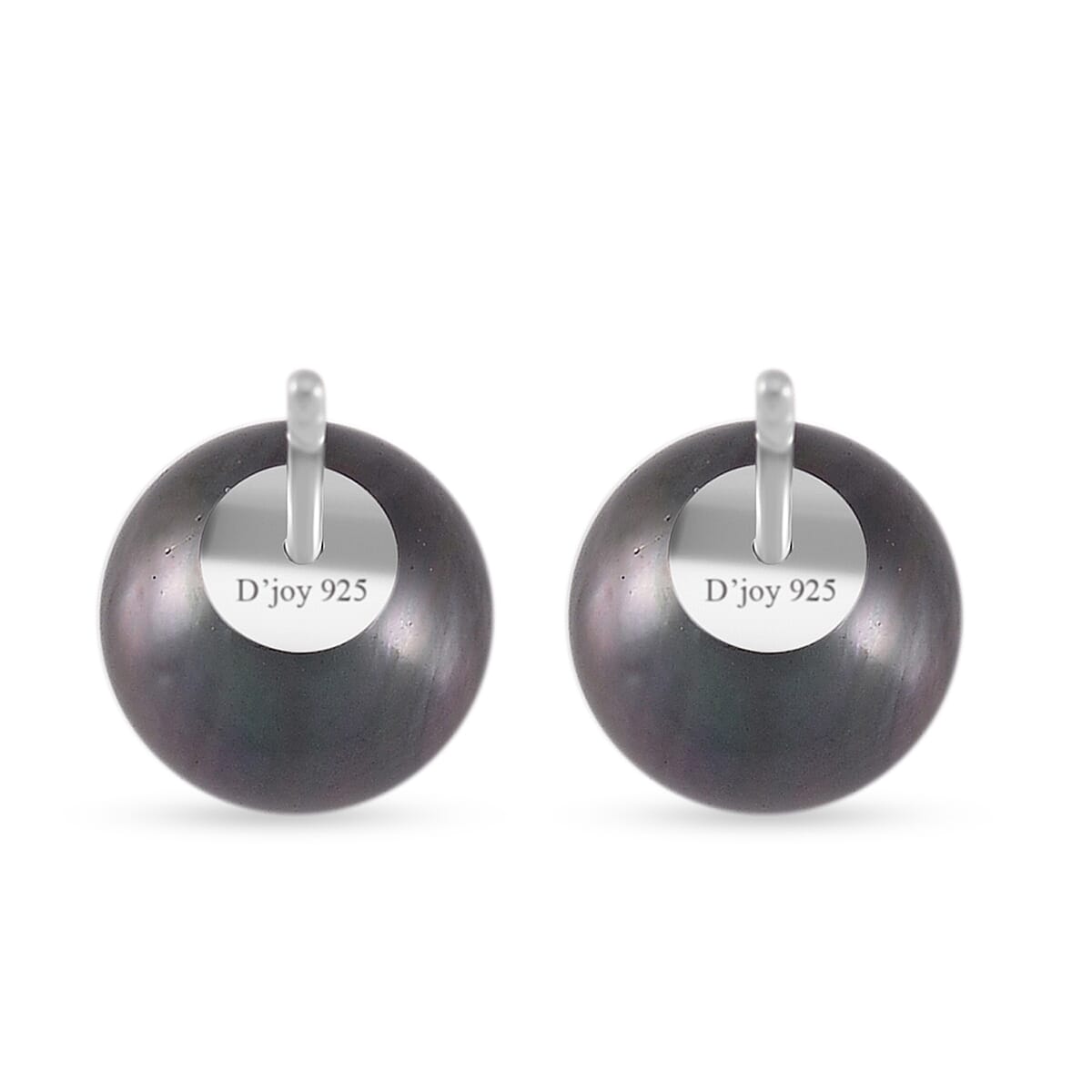Tahitian Cultured Pearl Solitaire Stud Earrings in Rhodium Over Sterling Silver image number 4