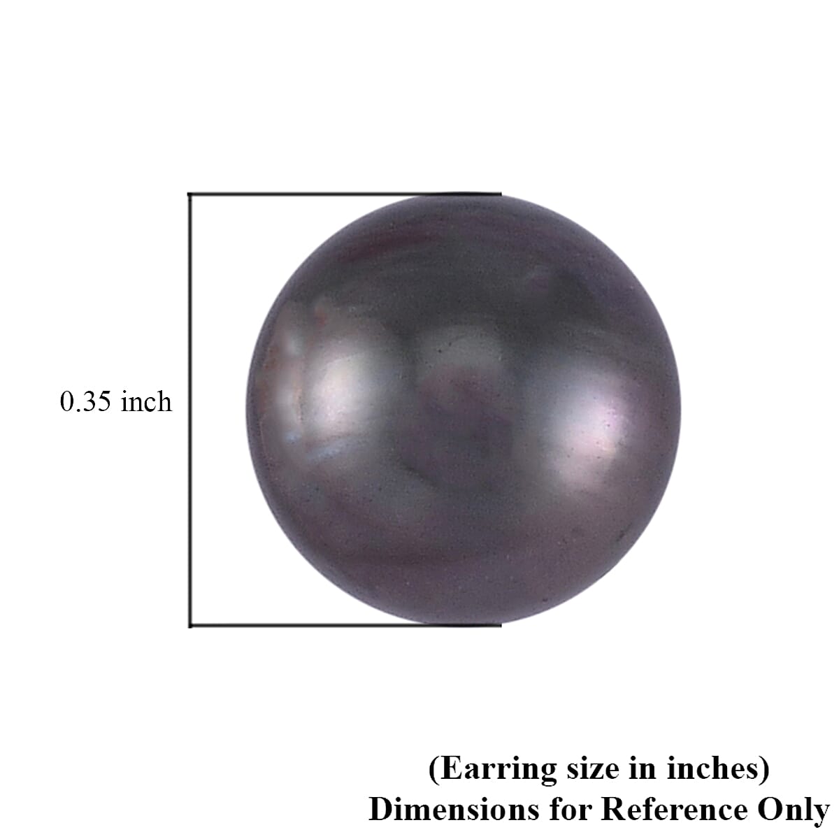 Tahitian Cultured Pearl Solitaire Stud Earrings in Rhodium Over Sterling Silver image number 5