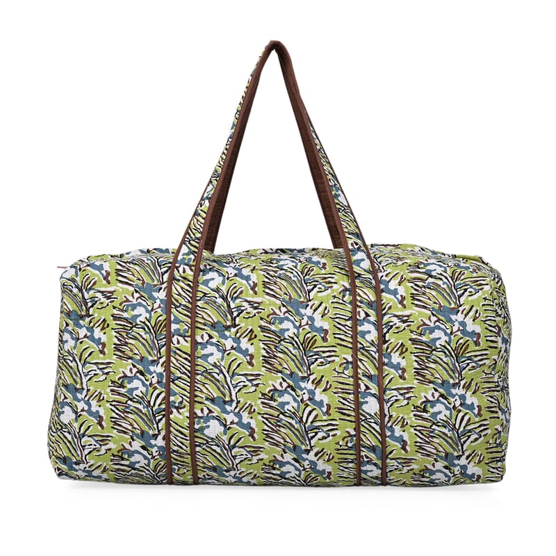 Multi Color Quilted Cotton & Polyester Bag with Zipper Closure