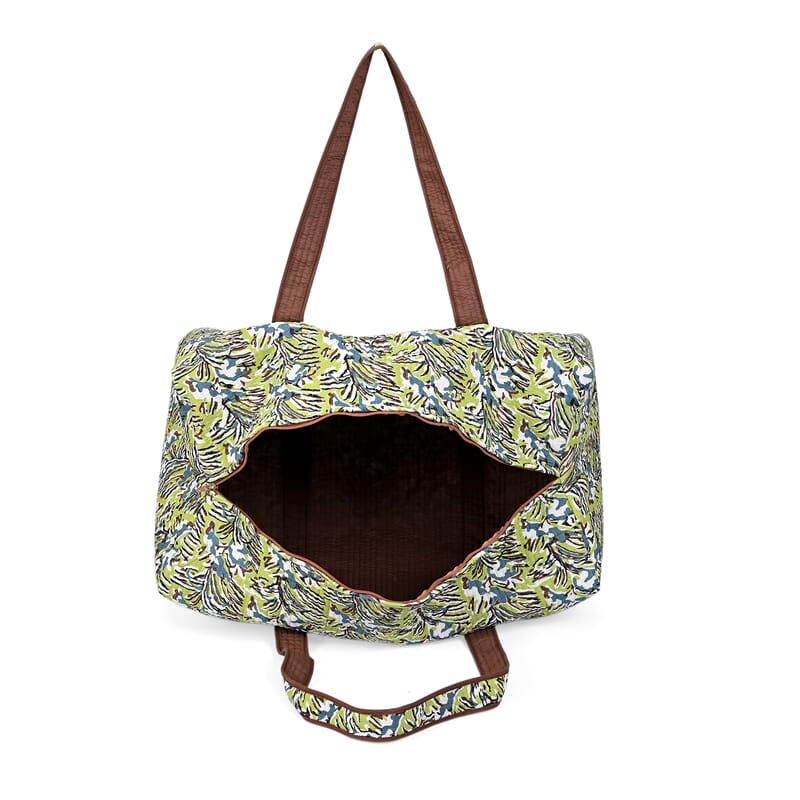 Multi Color Quilted Cotton & Polyester Bag with Zipper Closure