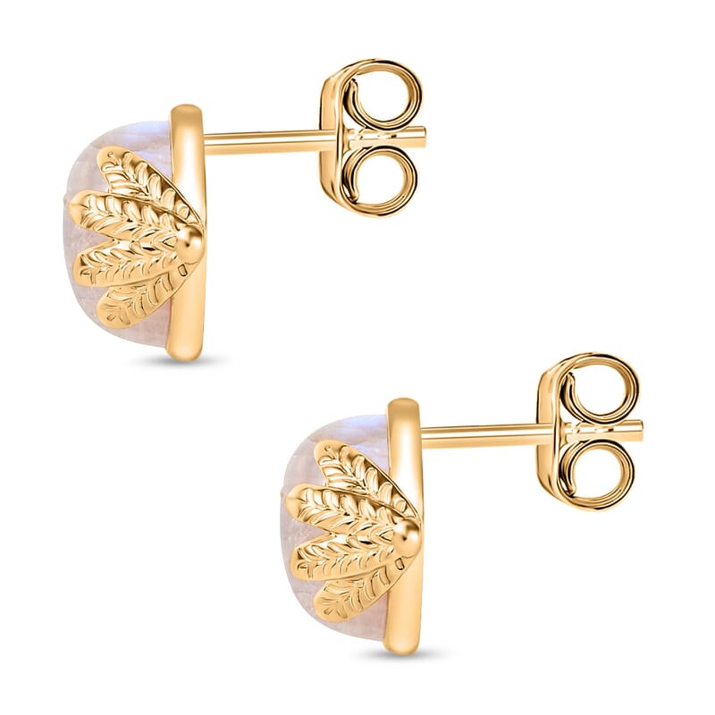 D'Joy Rainbow Moonstone 12.40 ctw Stud Earrings in 18K Vermeil Yellow Gold Over Sterling Silver