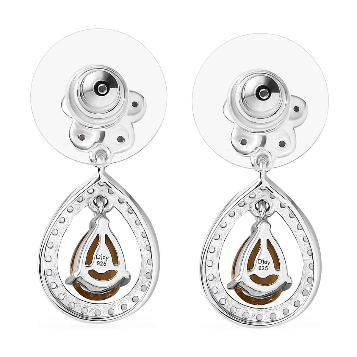 D'Joy Premium Tanzania Yellow Zircon and Multi Gemstone 1.70 ctw Blooming Earrings in Rhodium Over Sterling Silver image number 4
