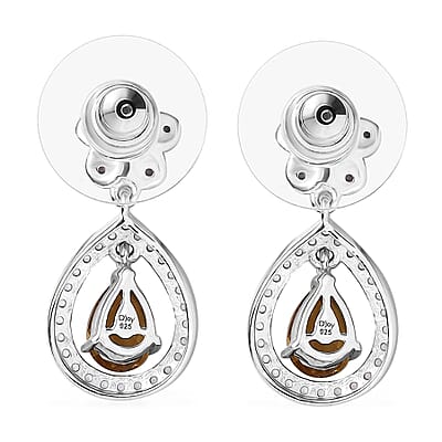 D'Joy Premium Tanzania Yellow Zircon and Multi Gemstone 1.70 ctw Blooming Earrings in Rhodium Over Sterling Silver