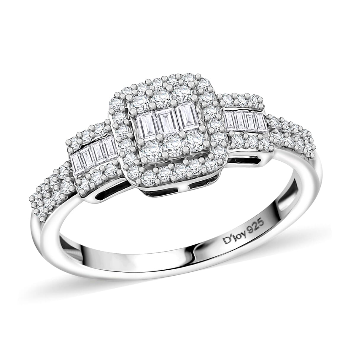 D'Joy Diamond 0.50 ctw Art Deco Ring in Rhodium Over Sterling Silver (Size 10.0) image number 0