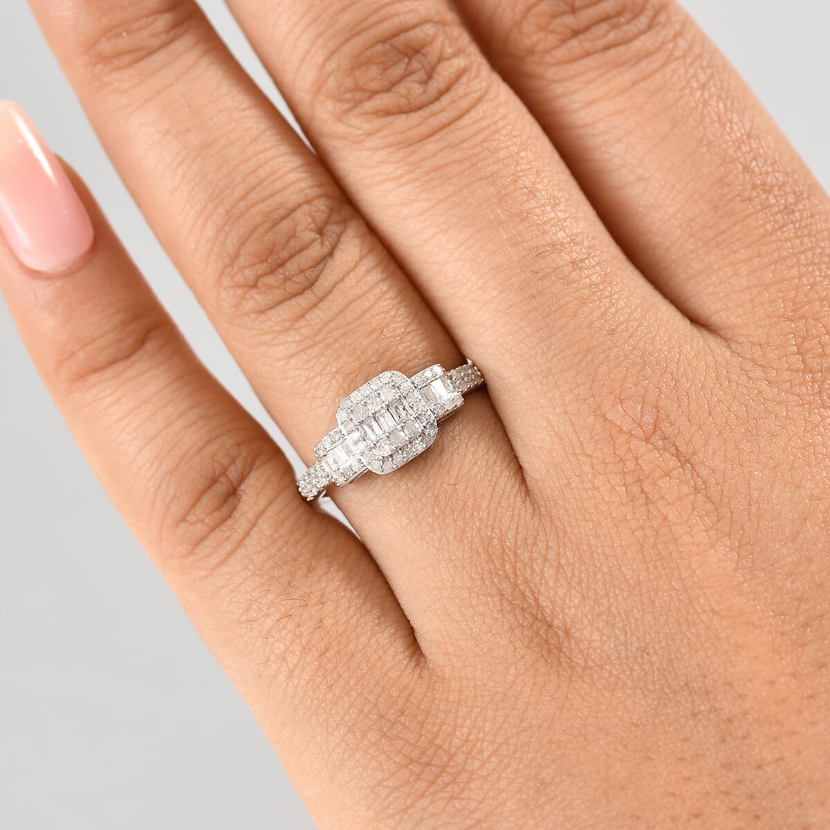 D'Joy Diamond 0.50 ctw Art Deco Ring in Rhodium Over Sterling Silver (Size 10.0) image number 2