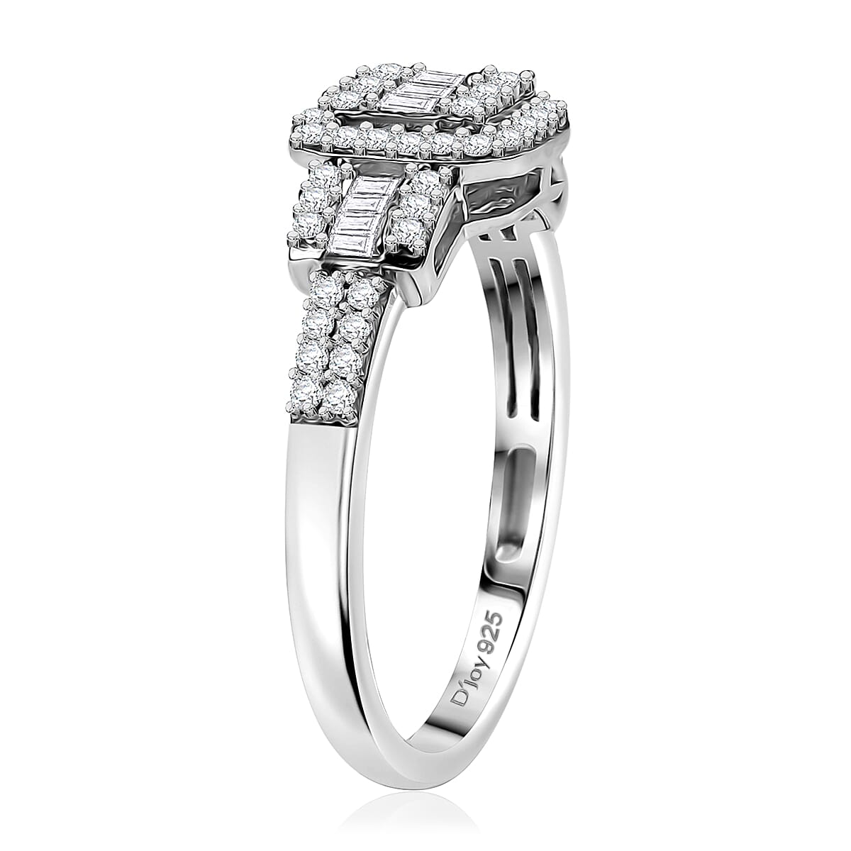 D'Joy Diamond 0.50 ctw Art Deco Ring in Rhodium Over Sterling Silver (Size 10.0)