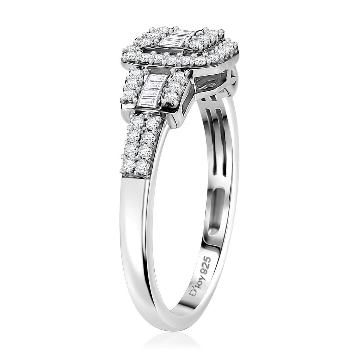 D'Joy Diamond 0.50 ctw Art Deco Ring in Rhodium Over Sterling Silver (Size 10.0) image number 3