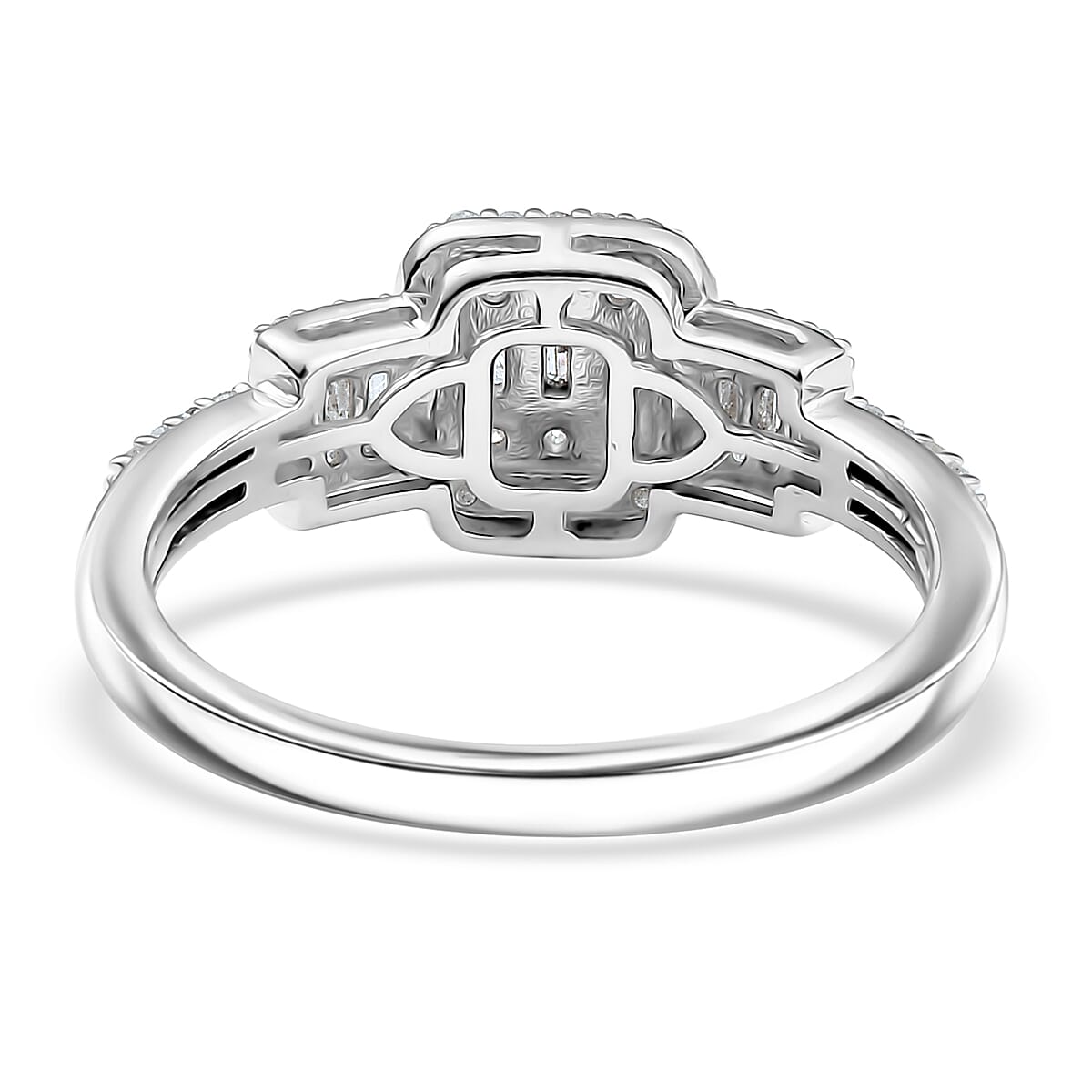 D'Joy Diamond 0.50 ctw Art Deco Ring in Rhodium Over Sterling Silver (Size 10.0)