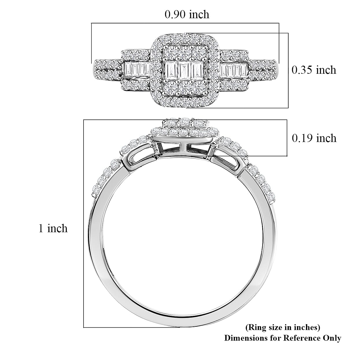 D'Joy Diamond 0.50 ctw Art Deco Ring in Rhodium Over Sterling Silver (Size 10.0)