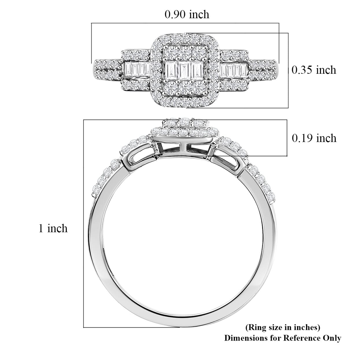 D'Joy Diamond 0.50 ctw Art Deco Ring in Rhodium Over Sterling Silver (Size 10.0) image number 5