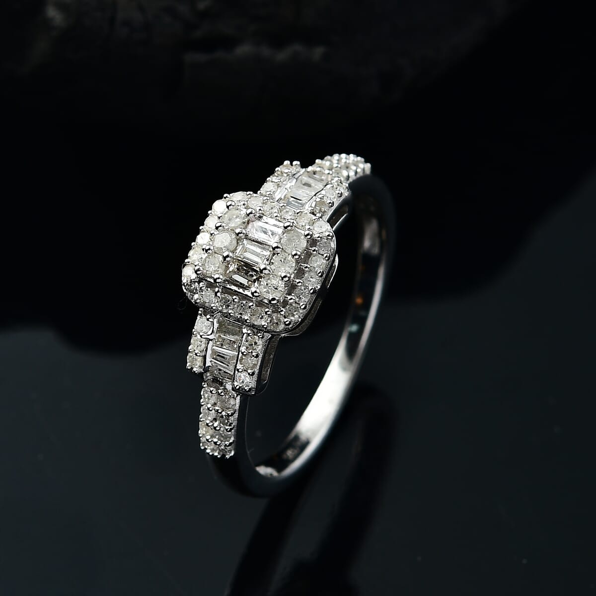 D'Joy Diamond 0.50 ctw Art Deco Ring in Rhodium Over Sterling Silver (Size 7.0) image number 1