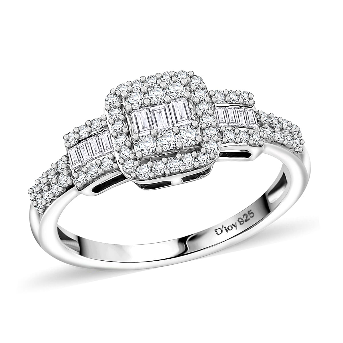 D'Joy Diamond 0.50 ctw Art Deco Ring in Rhodium Over Sterling Silver (Size 8.0) image number 0
