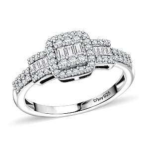D'Joy Diamond 0.50 ctw Art Deco Ring in Rhodium Over Sterling Silver (Size 8.0)