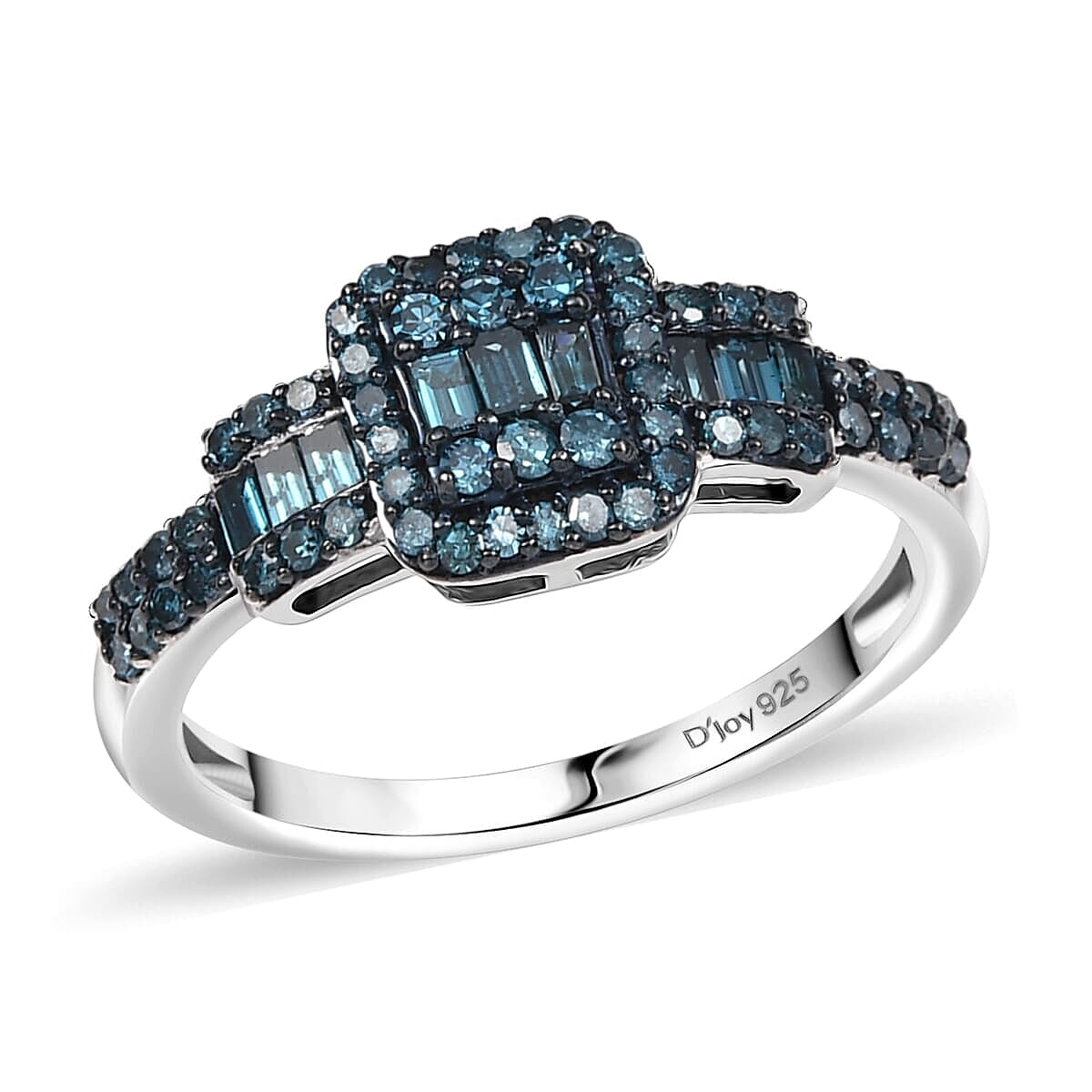 D'Joy Blue Diamond 0.50 ctw Art Deco Ring in Rhodium Over Sterling Silver (Size 6.0) image number 0