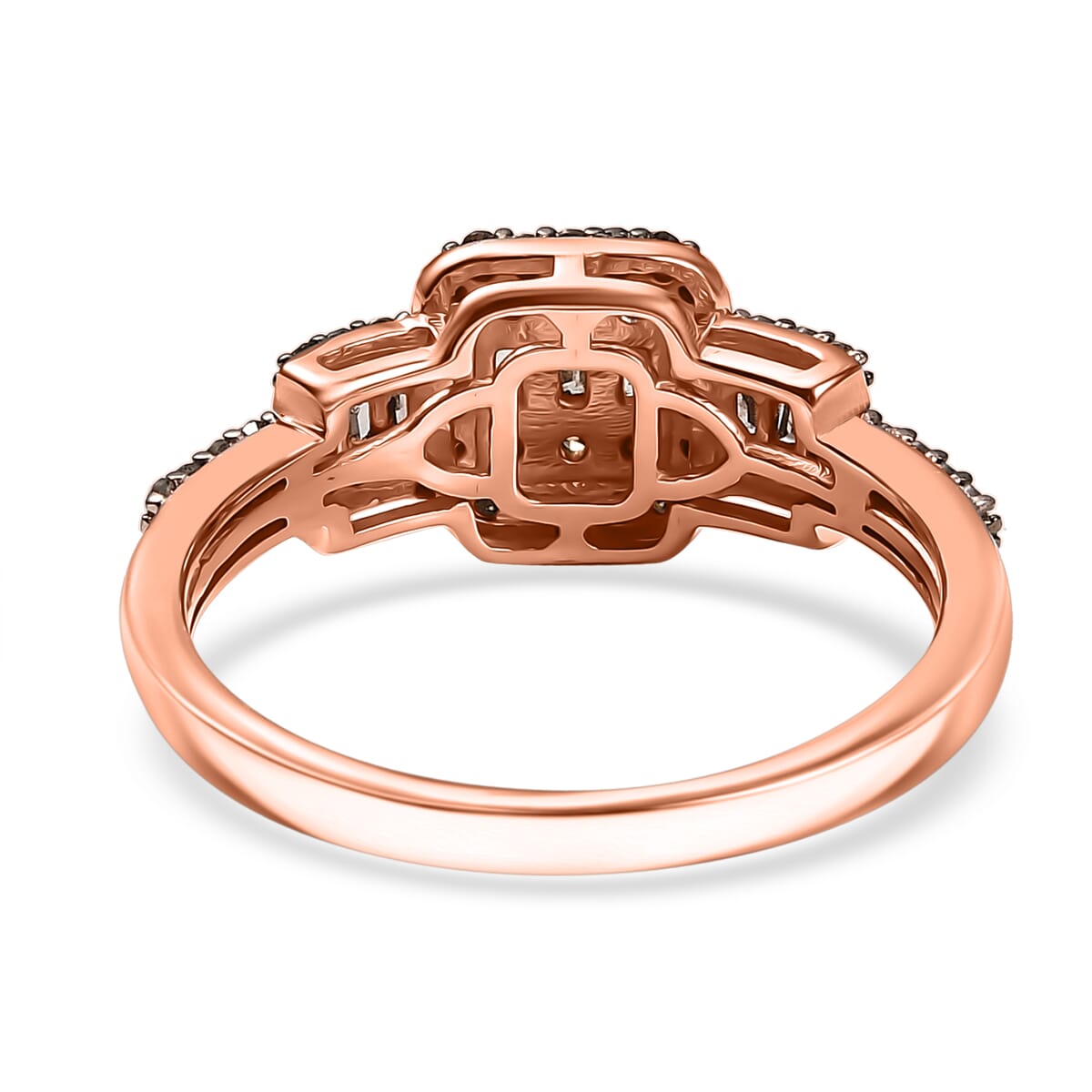 D'Joy Natural Champagne Diamond 0.50 ctw Art Deco Ring in 18K Vermeil Rose Gold Over Sterling Silver (Size 6.0) image number 4