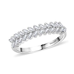 D'Joy Diamond 0.25 ctw Art Deco Ring in Rhodium Over Sterling Silver (Size 7.0) 